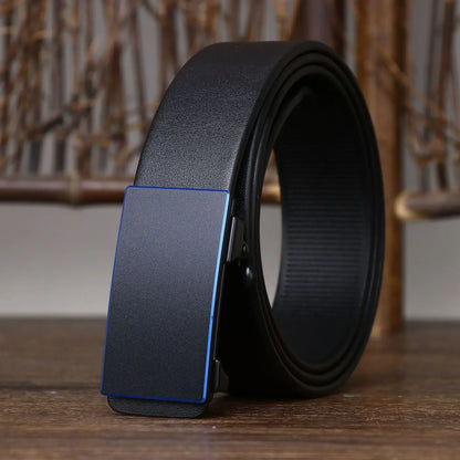 3.5CM Thick Cowhide Genuine Leathe Jeans Belt Business Toothless Automatic Buckle Belt Men High Quality Luxury Male Strap Cintos