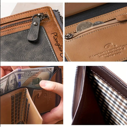 Customized Photo Men Retro Short Wallet Engraved Picture Zipper PU Leather Coin Purse High Quality Credit Card Holder Ideal Gift