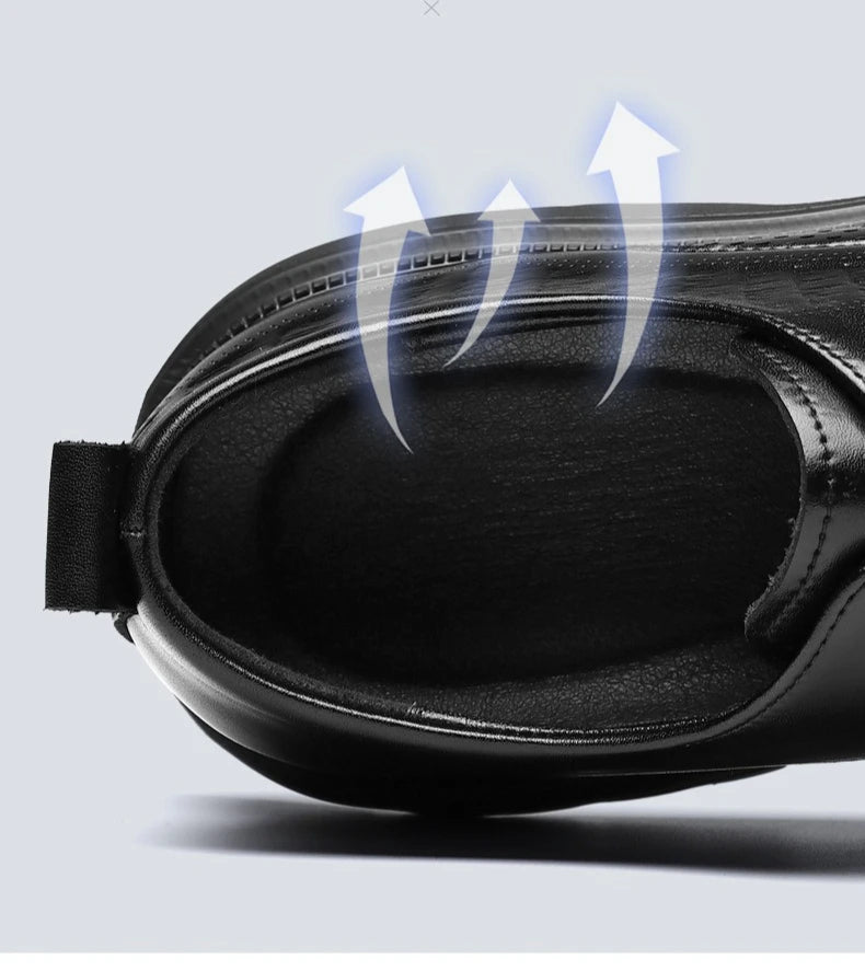 2026 Summer New Men's Cow Leather Oxford Shoes Hollow Out Formal Business Dress Shoes Male Non-slip Fashion Platform Shoe Man