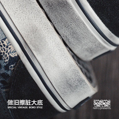 Japanese Retro Printing Canvas Shoes for Men Designer Brand Ancient Cloth Board Shoes Low Top for Lovers Women