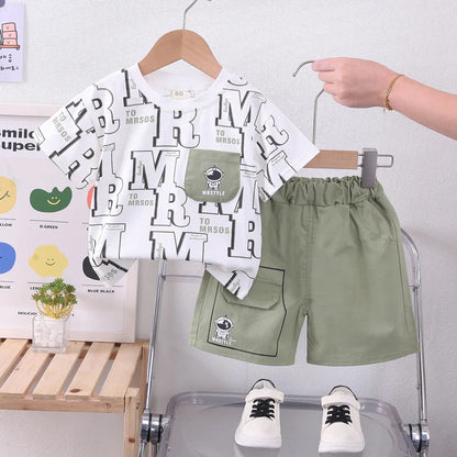 Toddler Baby Boy Girl Clothing Sets Summer Casual Infant Cartoon 2pcs Outfits T-shirt+Shorts Kids Tracksuit