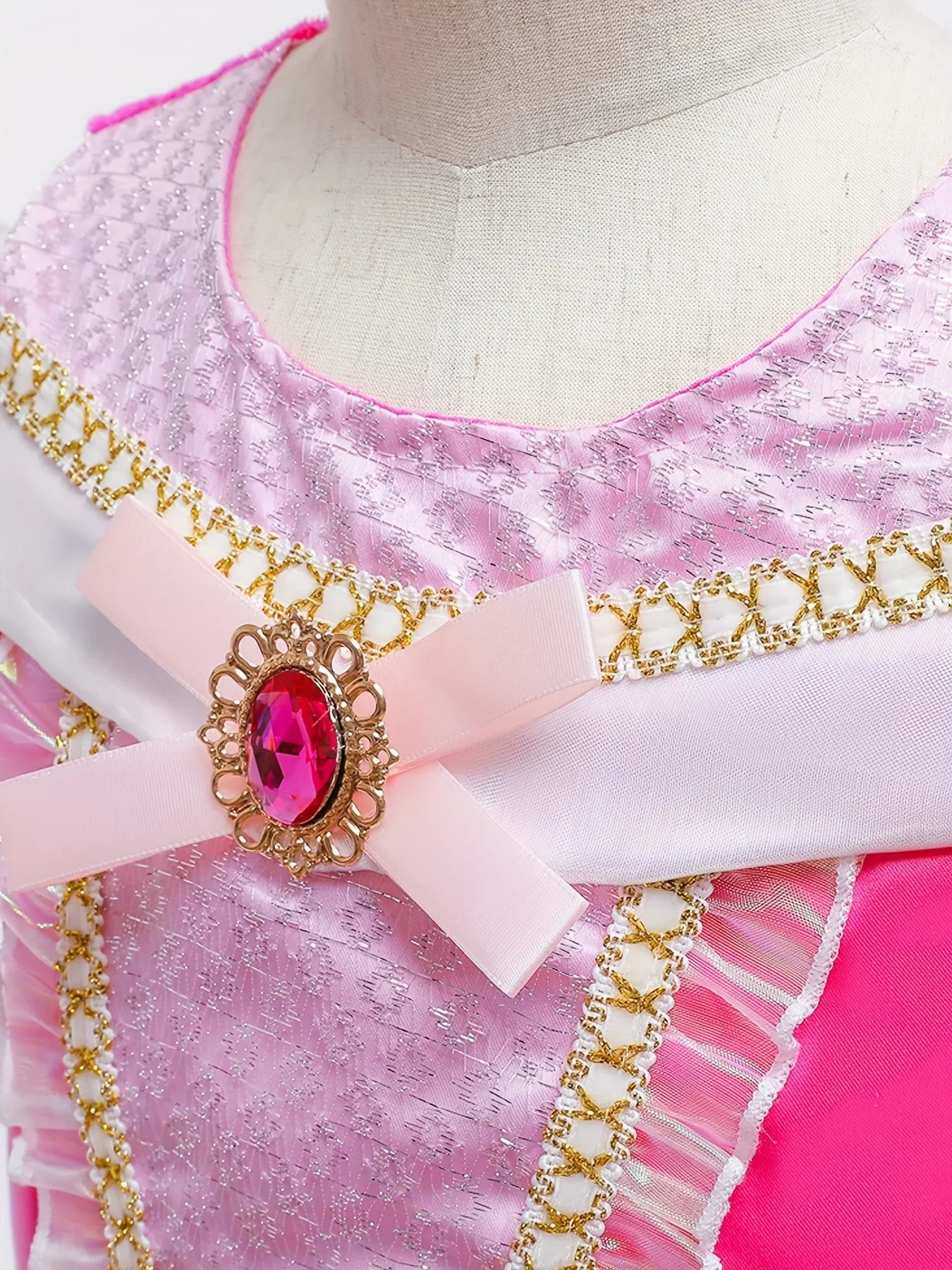 Girl Pink Dress Aurora Kids Cosplay Costume Princess Deluxe Outfit Children Birthday Party Elegant Ball Gown Fairy Disguise Sets