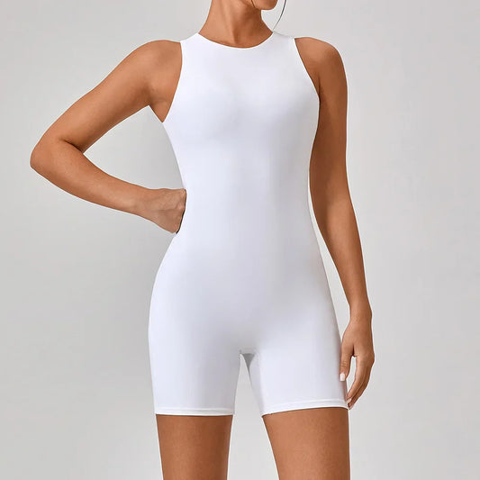 SOISOU One Piece Jumpsuit Women Sleeveless Back Zipper Sportswear Woman Gym Yoga Sport Sets Nylon Fitness Sets Women Tracksuit