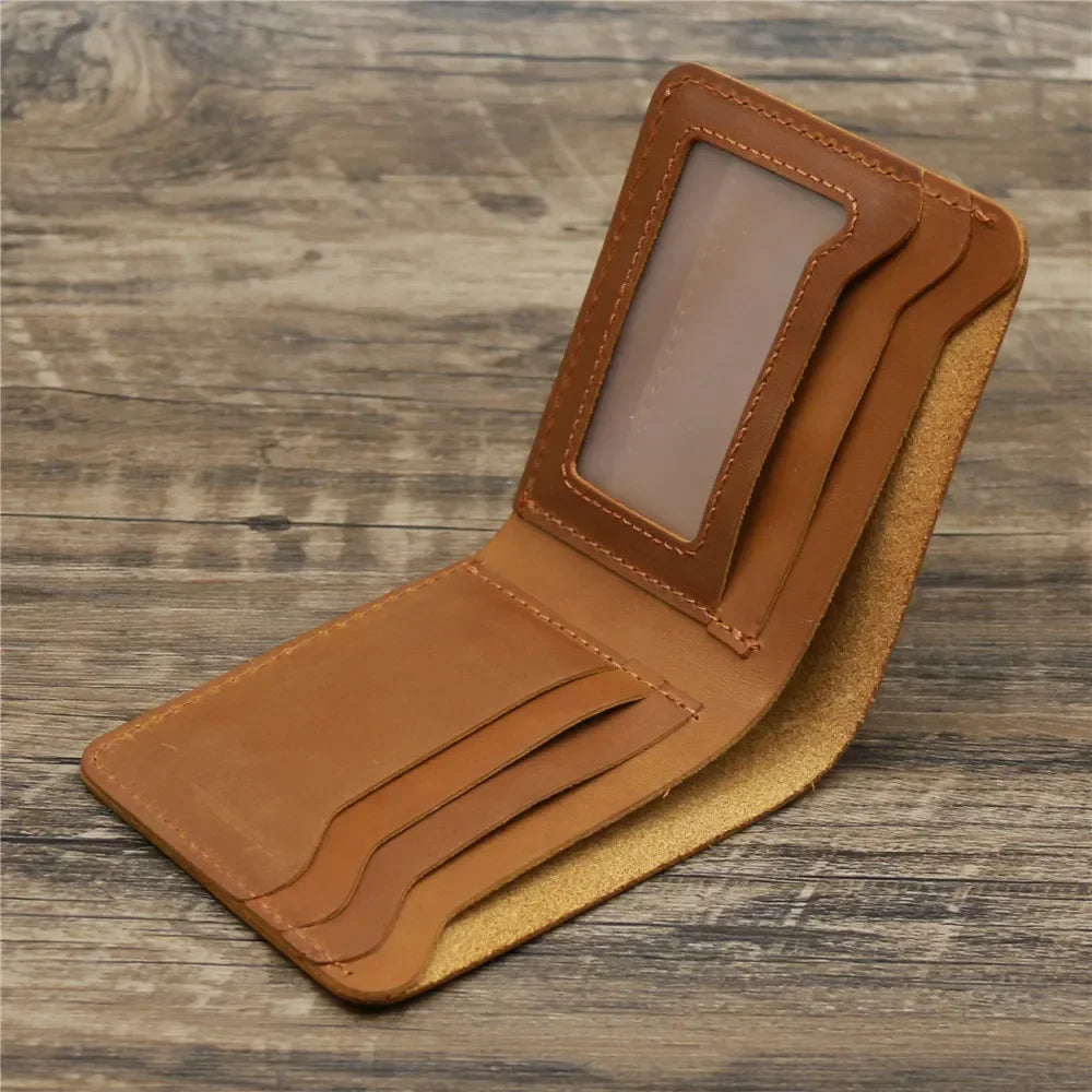 Men's Crazy Horse Leather Wallet, Genuine Leather Wallet, Card Bag, Simple Retro European and American Style, Mens Purse 2026