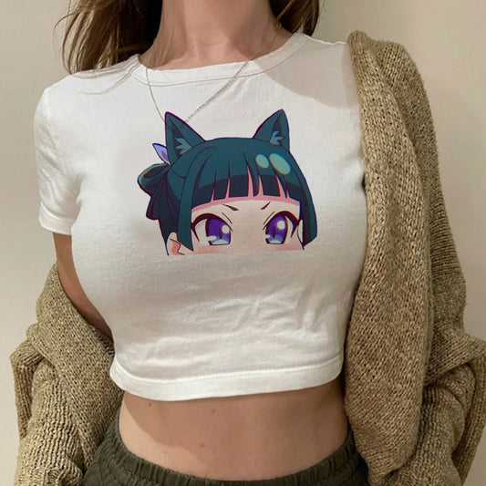 Apothecary Diaries crop top vintage  cute Slim Fit Cute 2025 summer Grunge Streetwear harajuku woman top
