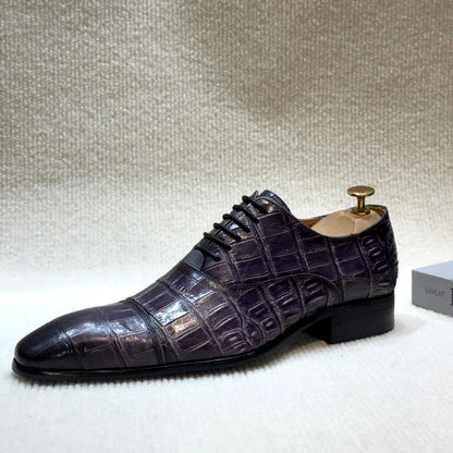 Men's Genuine Leather Oxford Dress Shoes Classic Wingtip Lace-Up Formal Shoes for Wedding Party Business Office