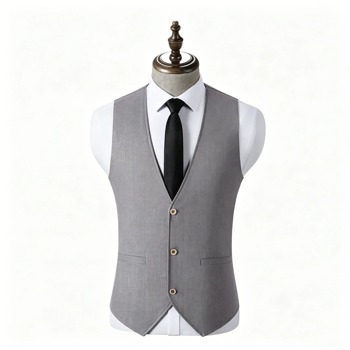 Mens Suit Vest Men's Summer Cotton Linen Waistcoat Slim Fit V Neck Sleeveless Vest Breathable Lightweight Casual Suit Vest with