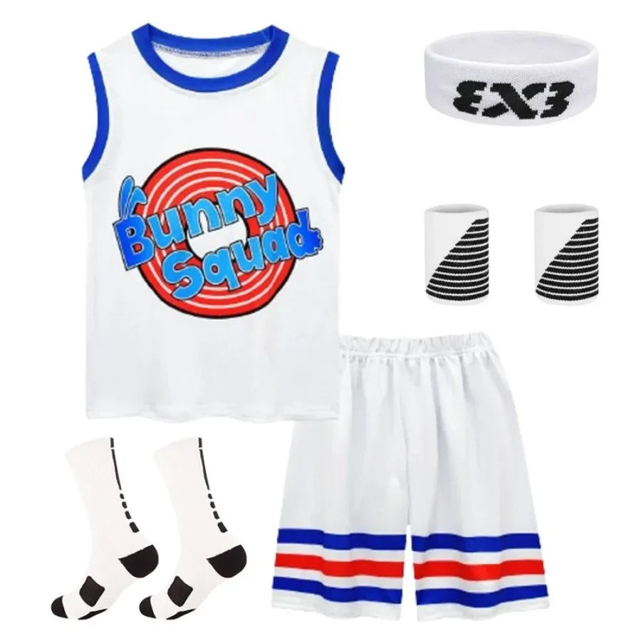 2024 Kids Tune Squad Space Jam 2 Basketball Jersey Set - Cosplay Costume Vest Shorts Sports Uniform Tracksuit for Boys and Girls