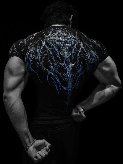 Dark Dragon Slayer Men's 2026 Summer New Fitness Clothes Speed Drying Running Printed Compression Clothes Sports T-shirt