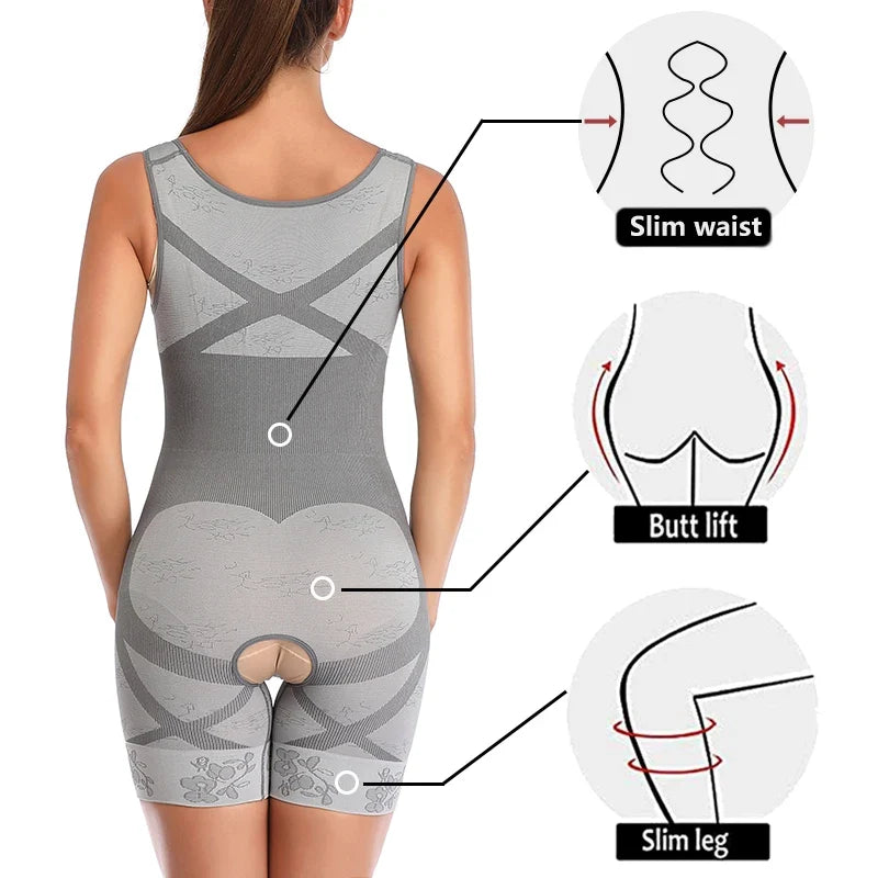 Shapewear Women Full Body Shaper Slimming Bodysuit Open Crotch Corset Waist Trainer Shaping Underwear Butt Lifter Lingerie Fajas