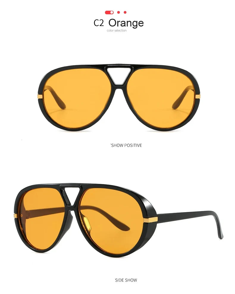 Cycling Trendy Women Square Twin Bridge Pilot Sunglasses New Luxury Designer Shades Outdoor Driving Travel Female Sun Glasses