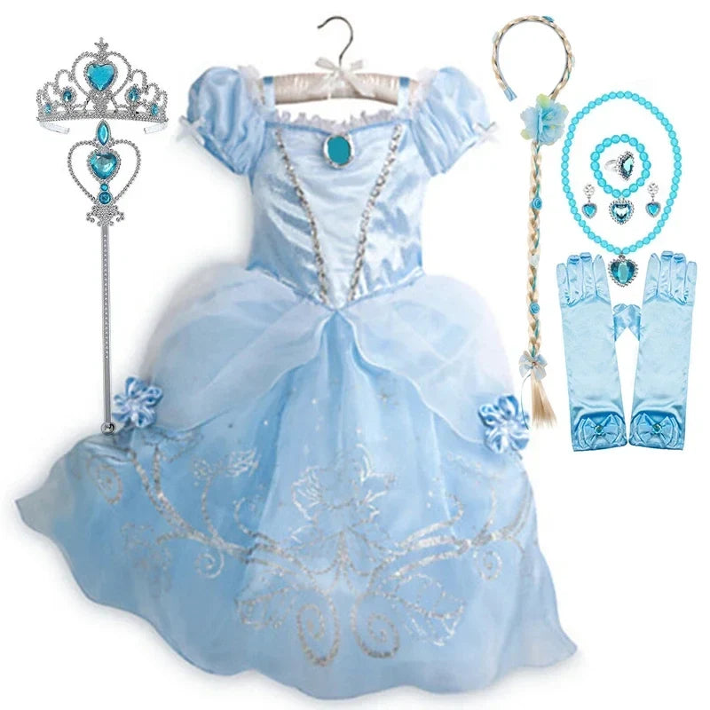 Children Halloween Disguise Aurora Cinderella Disney Princess Costume Festival Dress up Kids Girls Sleeping Beauty Frock 1-12Yrs