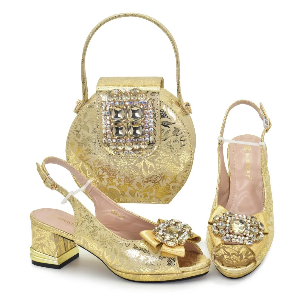 Ladies Shoes and Bags Original Italian Nigeria Party Shoes and Bags for Women Elegant Heeled Shoes for Women