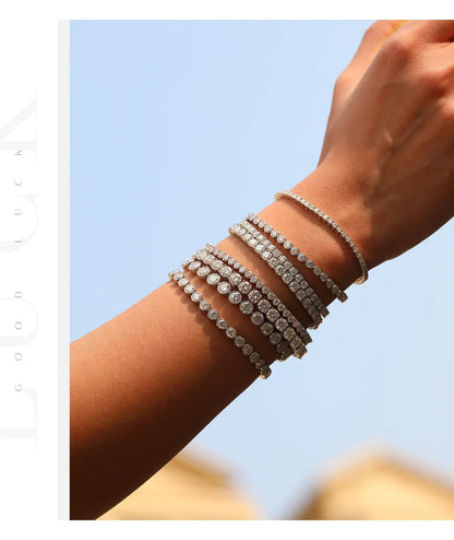 D Color VVS1 Moissanite Tennis Bracelet 925 Sterling Silver Single Classic Bracelets With Box for Women Man Fine Jewelry