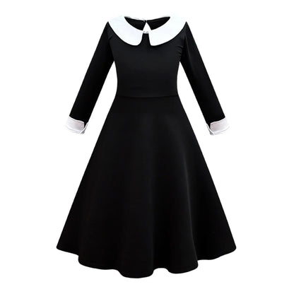 Wednesday Cosplay For Girls Costume Movie Addams Dresses for Girl Kids Mesh Party Dresses Halloween Carnival Costumes 4-12Yrs