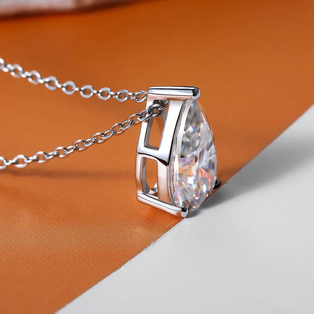 1-4carat Waterdrop Moissanite Pendant Necklace with Certificate S925 Silver Solitaire Pear Cut Lab Diamond Neckchain for Woman