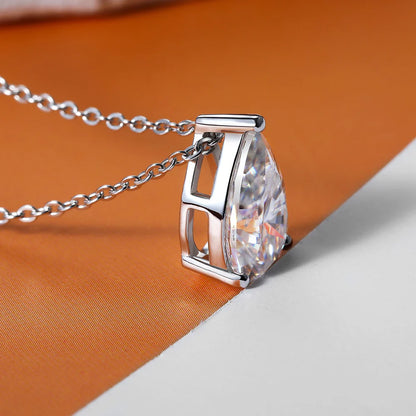 1-4carat Waterdrop Moissanite Pendant Necklace with Certificate S925 Silver Solitaire Pear Cut Lab Diamond Neckchain for Woman
