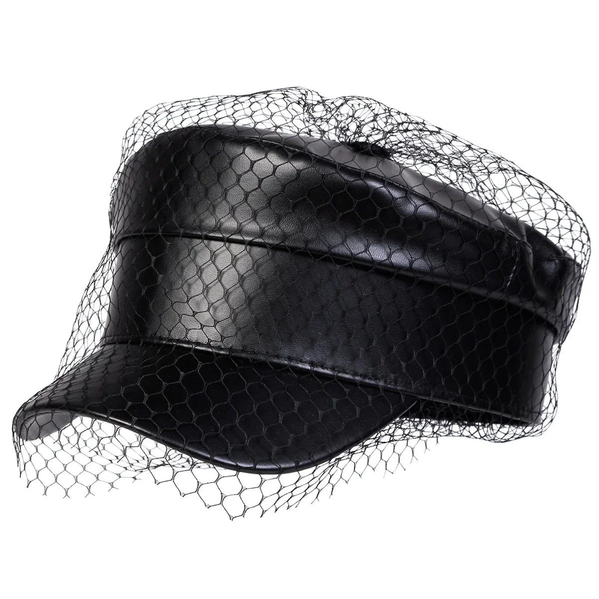 Fashion Women Large Belt Buckle Leather Hat Spring Autumn Sailor Hats Black Ladies Beret Caps Men Flat Top Captain Military Caps