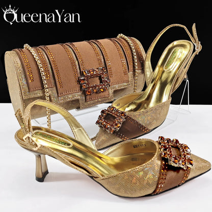 Spot Goods!Festive Elegance: Queena Yan High Quality Women's Pumps Fashion Design For African Wedding Party Ladies Shoes
