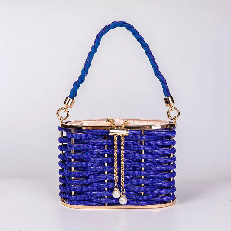 Handbag Shoulder Glitter Pearl Wedding Party Clutch Purse Diamonds Shiny Beading Evening Bag Crossbody Rhinestone Luxury Woman