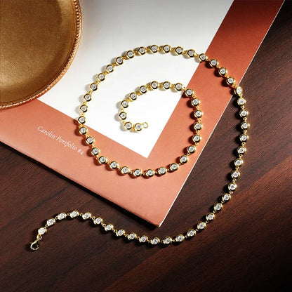Full 3mm Round Moissanite Tennis Necklaces for Women GRA Certified s925 Sterling Silver 18k Dainty Lab Diamond Necklace