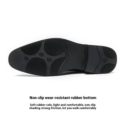Men's business casual leather shoes cowhide retro round head British leather shoes men's leather big head men's shoes tide