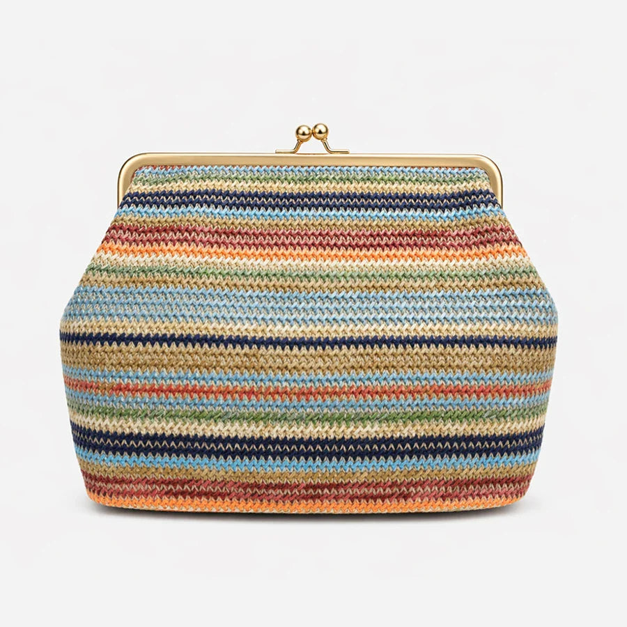 Fashion Large Striped Clip Shell Clucth Bag for Women Designer PP Straw Handbags Luxury Summer Beach Woven Bags Vacation 2026