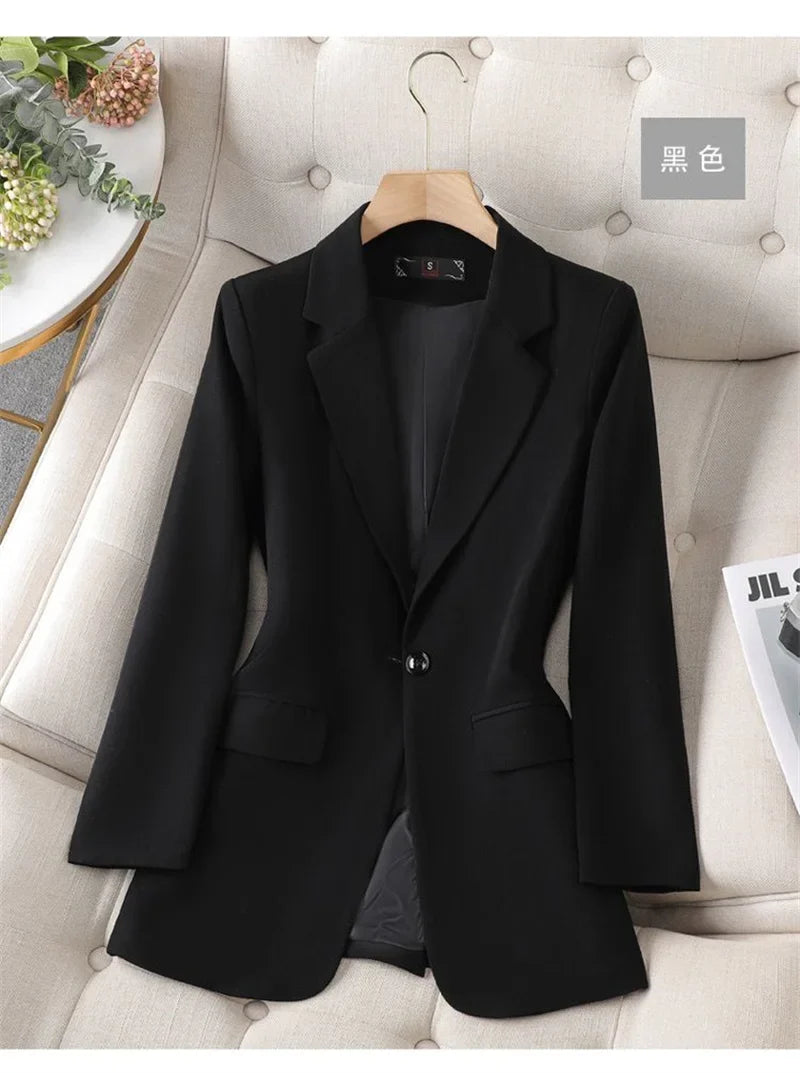 2024 New Green Blazer Women Formal Coat Female Long Sleeve Single Button Straight Jacket Office Ladies Work Wear Blazer Tops 4XL