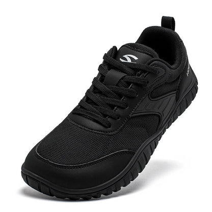 Wide Toe Running Shoes Unisex Minimalist Artificial Leather Walking Sneakers Lace Up Lightweight Breathable Shoes