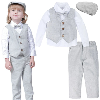 Kids Clothes Boys Wedding Suit Toddler Gentleman Outfit Infant Birthday Baptism Set Baby Formal Party Gift Christening Blazer