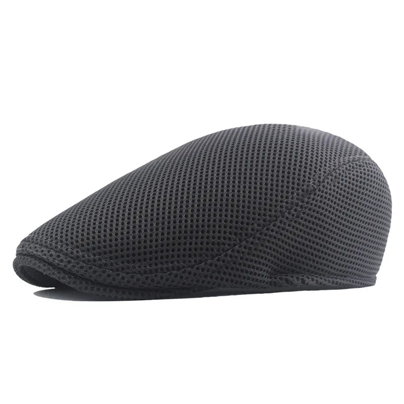 Men Women Hat Adjustable Newsboy Beret Ivy Cap Cabbie Flat Caps  Breathable Mesh Summer
