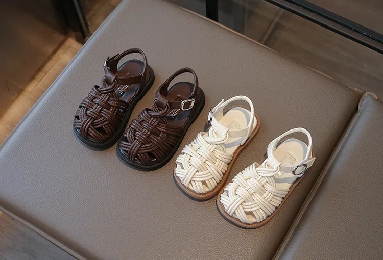 New Sandals Summer Children's Woven Casual Baby Shoes Girls Beach Shoes Slipper Size 22-31
