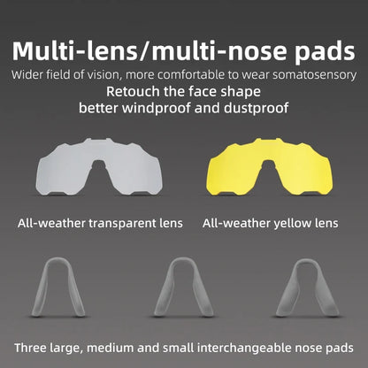 Cycling Glasses Goggles Polarized/Photochromic Sunglasses Sport Big frame Eyewear UV400 Sun Protection with 2 Lens