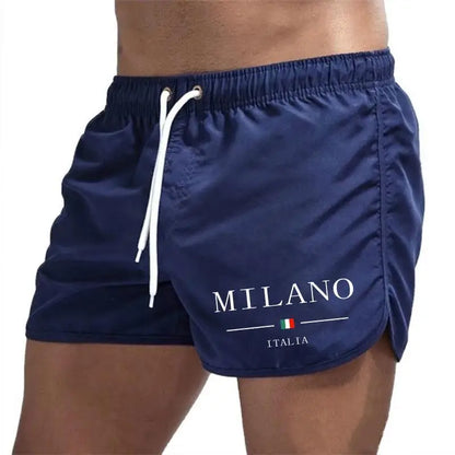 2026 Summer Men's Beach Shorts Urban Print Beach Trunks Jogging Casual Pants Quick Drying Swimming Homme Surf Lightweight Shorts