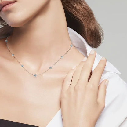Collar Plata 925 Sterling Silver Choker Necklace For Women Round Cut 3mm Moissanite Necklaces Clavicle Chain Jewellry Gift