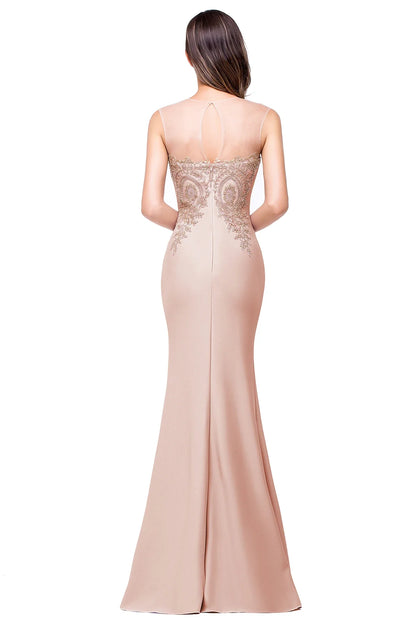 Elegant Mermaid Evening Dress Women Golden Appliques Lace Royal Blue Sweetheart Illusion Wedding Party Prom Gowns Robe de Soiree