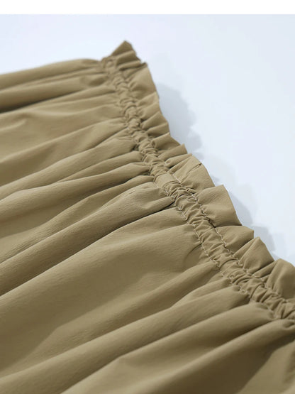 Women's Skirt 2026 Summer New Ruffle Hem Elastic Waist A-Line Midi Skirt Casual Outdoor Loose Fit Skirt For Women 12622013