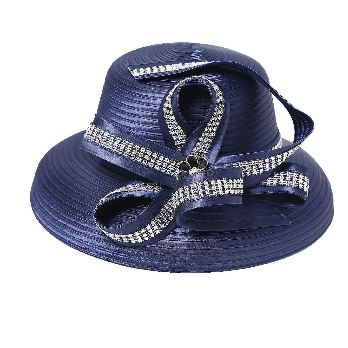 Elegant Cloth Top Hats For Women Cocktail Tea Party Dress Derby Cap Ladies Flower Wide Brim Church Fedora Black Cloche Hats