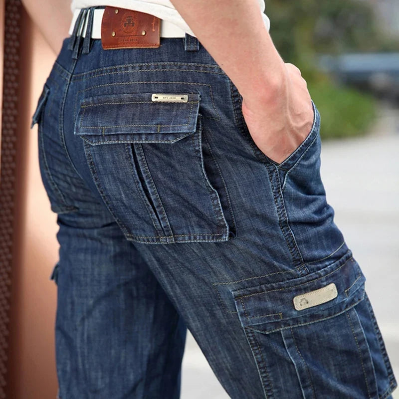 High Quality Men's Jeans Multi Pocket Denim Cargo Pants Oversized Casual Pants Men Clothing Loose Trousers 29-44