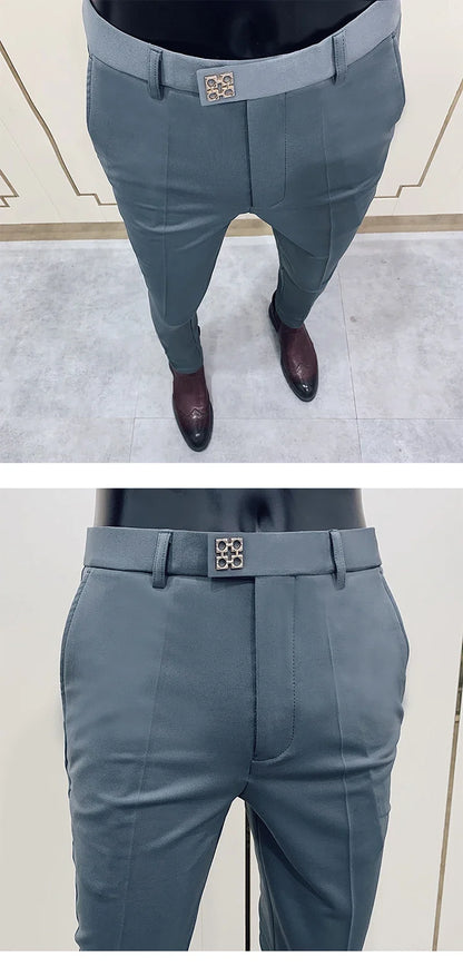 Men Suit Pants Formal Trousers Stretch Slim Pantalone Hombre Calça Masculina Solid Color Casual Dress Pants Fashion Men Clothing