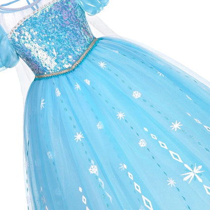 Elsa Kid Princess Halloween Cosplay Dress Fancy Costume Girl Snow Queen Princess Vestidos Party Children Clothes
