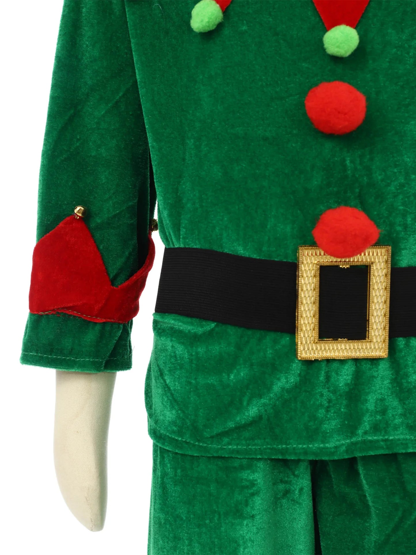 Boys Christmas Elf Costume Xmas Santa Clause Set with Shirt Pants Hat Elf Ears Belt Stockings Festivals New Year Fancy Dress Up