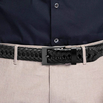 Men Belts Genuine Leather LONG Large Pin Buckle Metal Automatic Buckle High Quality Braided Vintage Casual for Jeans Women Strap
