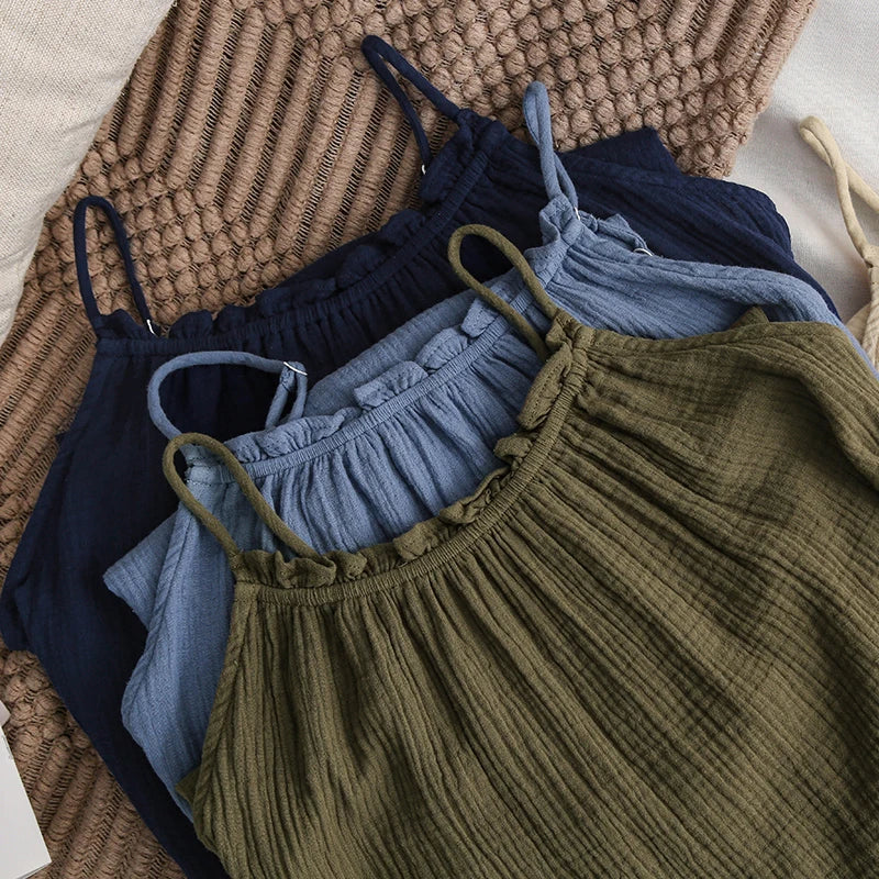 Muslin 100% Cotton Summer Dress Woman 2026 Trendy Sexy Sleeveless Ruched Long Maxi Party Dresses Chic Sundress