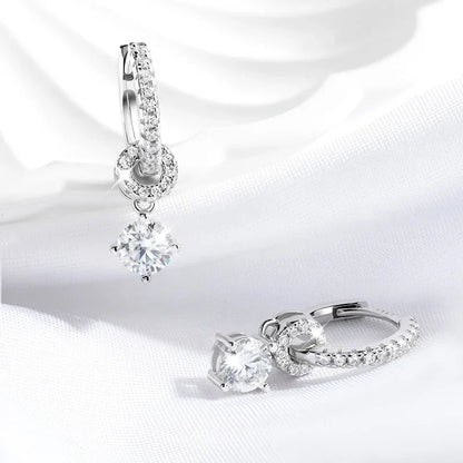 1ct White Gold Plated Moissanite Drop Earring for Women Sparkling Wedding Jewelry 100% 925 Solid Silver Earring Wholesale