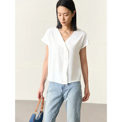 Minimalism Chiffon Shirts & Blouses New Elegant Youth Woman Blouses Loose Fashion Casual Chic Tops Female Clothing 12612024