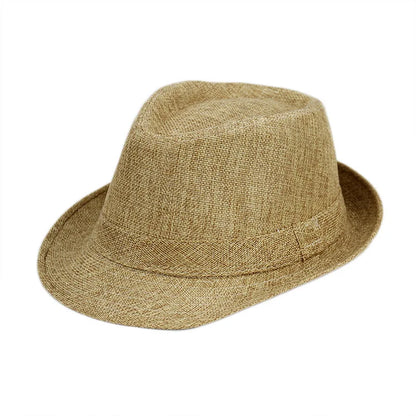 Summer Fedoras for Men Middle old aged Cap Linen Panama Solid  Jazz Hat Cowboy  Men's Women's  British Party Sun Hat