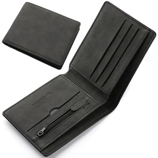 Portefeuille en cuir PU pour hommes, à la mode, grande capacité, multi-cartes, porte-cartes, porte-monnaie pliable, portefeuille court léger