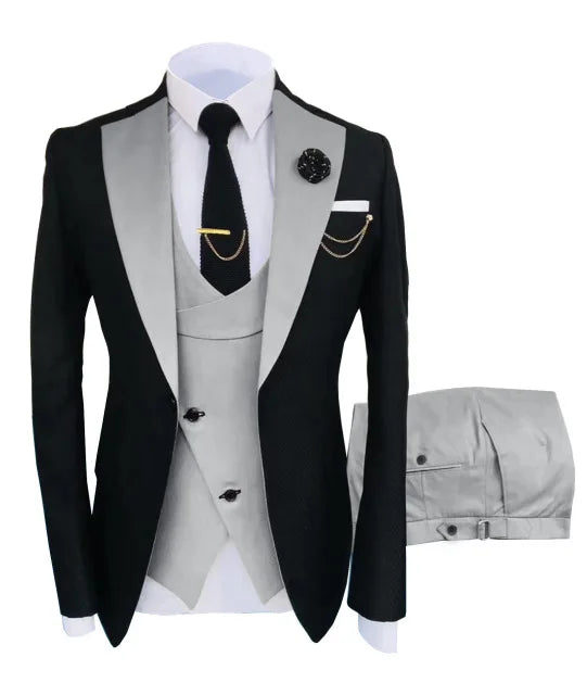 New Costume Slim Fit Men Suit Slim Fit Business Suits Groom Black Tuxedos For Formal Wedding Suit Jacket Pant Vest 3 Pieces
