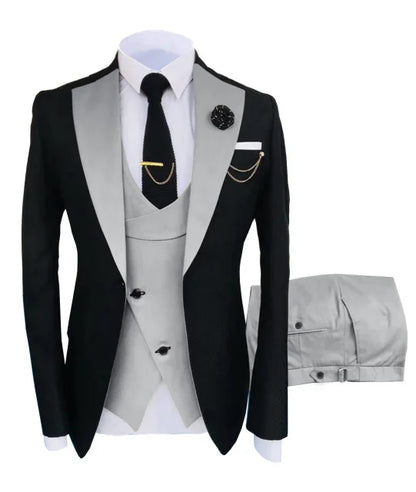 New Costume Slim Fit Men Suit Slim Fit Business Suits Groom Black Tuxedos For Formal Wedding Suit Jacket Pant Vest 3 Pieces